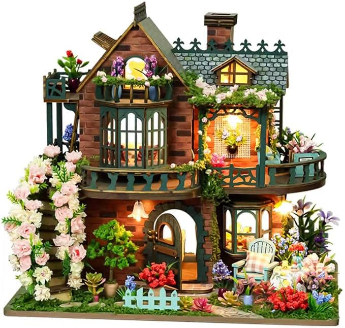 Spilay DIY Dollhouse Miniature House Kit,DIY Kit Mini House Model,1:24 Scale Creative Dollhouse kit with Music Box and LED Lights,Best Christmas Birthday Gift(Fairy Garden)