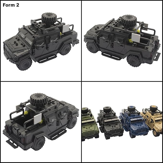 Military Vehicle Building Toy, Armored Vehicle Building Block Toy, Army Battle Brick, Military Car Model Toys for Age 6 7 8 9 10 11 12+, Accessories Compatible with Major Mini Figure (Black)