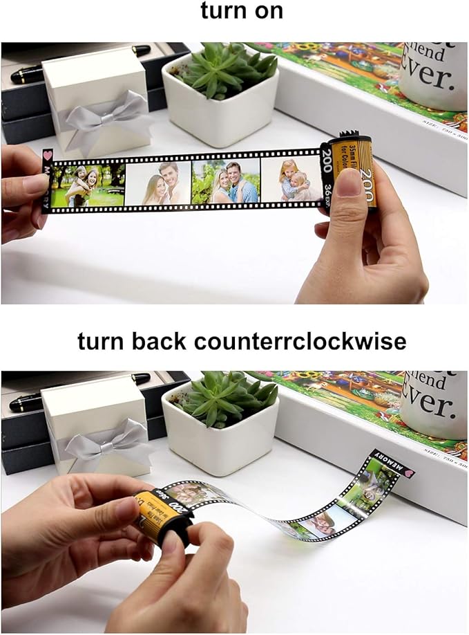 YAEILOV Personalized Photo Camera Film Roll Keychains Custom Photo Reel Album Key Rings