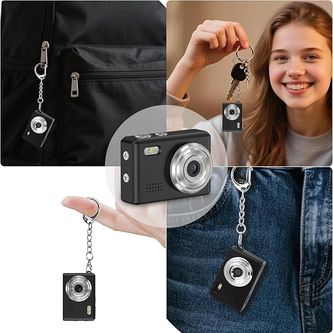 Gift for Teen Boys & Girls - Mini Keychain Camera, 1080P Portable Digital Camera with 0.96" Screen, Includes 32GB Card for 12MP Photo Video, Birthday Graduation Travel
