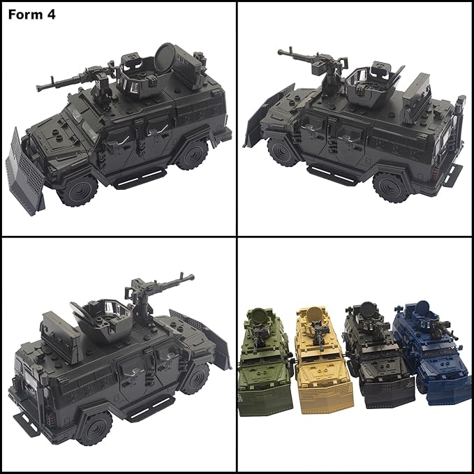 Military Vehicle Building Toy, Armored Vehicle Building Block Toy, Army Battle Brick, Military Car Model Toys for Age 6 7 8 9 10 11 12+, Accessories Compatible with Major Mini Figure (Black)