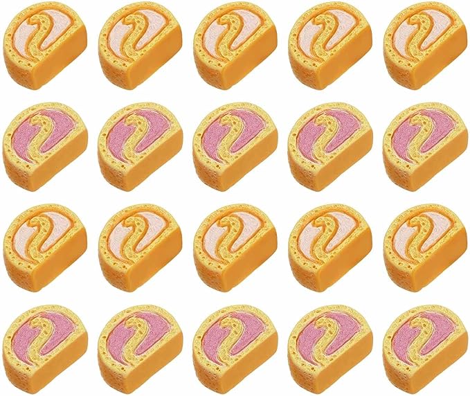 Dollhouse Miniature Food, Cute Mixed Bread Roll Figures Toys Mini Resin Foods Trinkets for Pretend Play Kitchen Cooking Game & Doll House Decor (Mixing Colors, 20pcs)