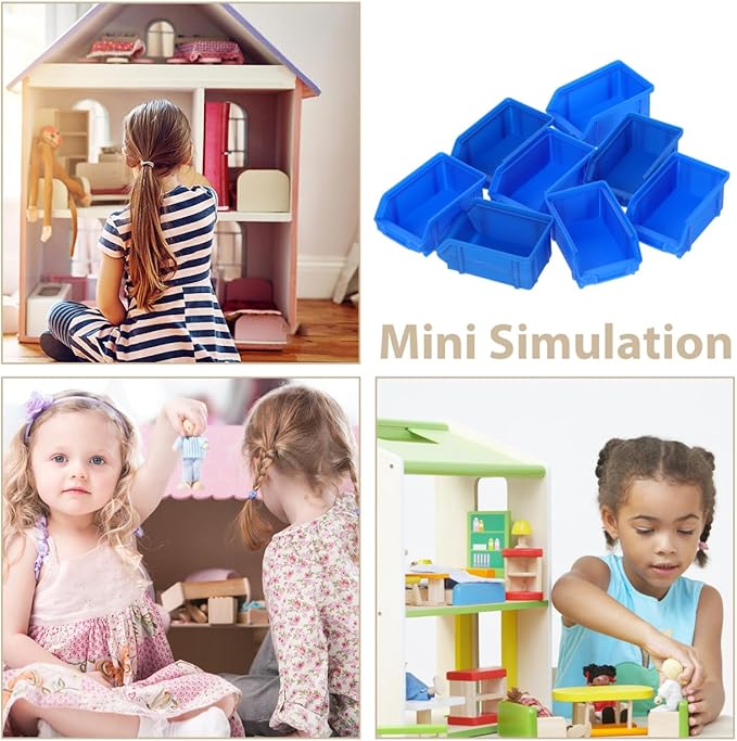 BESPORTBLE 8Pcs Mini Storage Baskets Plastic Crates for Dollhouse Accessories Miniature House Decor Tiny Basket Organizers for Craft and Mini Ornaments