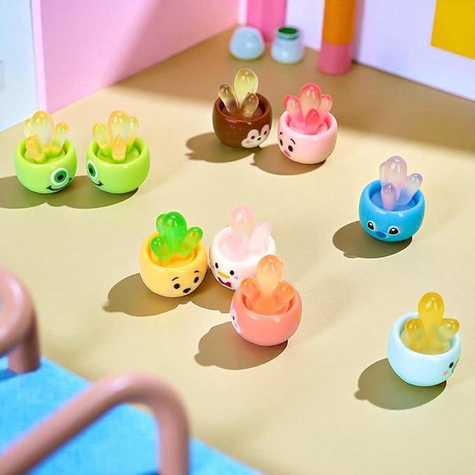 24 Mini Cactus Figurines Resin Plants Glow Dark Figures – Potted Cute Ornaments, Glowing Hidden Tiny Cacti Used for Garden Landscape, Aquarium Decoration, Luminous Micro Home Outdoor Plant Sculptures
