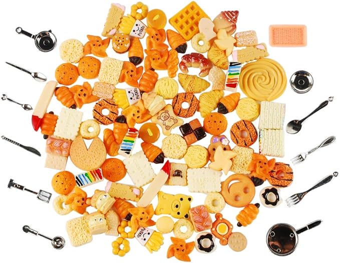 NWFashion 112PCS Miniature Decor Dessert Pastry Toy Food Cake Topper Scrapbooking Shoe Decoration Charms(Bread)