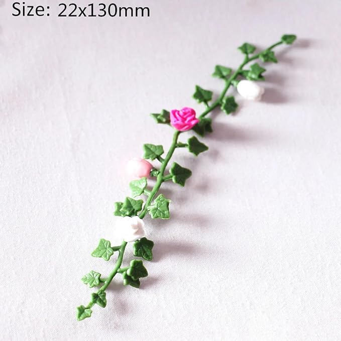 Dollhouse Vines - Miniature Rose Flower Vine for Fairy Garden Decoration (4PCS)