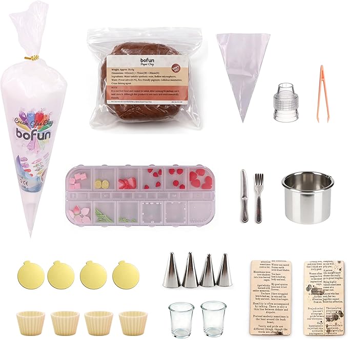 BoFUN DIY Miniature Cake Dessert Craft Kit - 1:12 Scale Dollhouse Accessories, Collectible Figurines for Desktop Decor, Creative Gift for Teens Adults Miniature Lovers