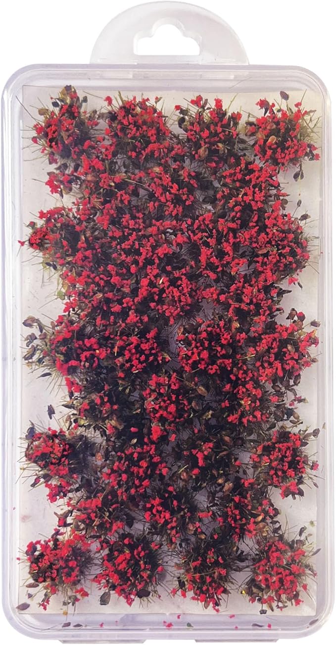 Woohome 32 PCS Static Grass Tuft Model for Railway Artificial Grass - Red Bushy Flower Cluster Vegetation Groups for DIY Architecture Building Model Train Landscape Railroad Scenery