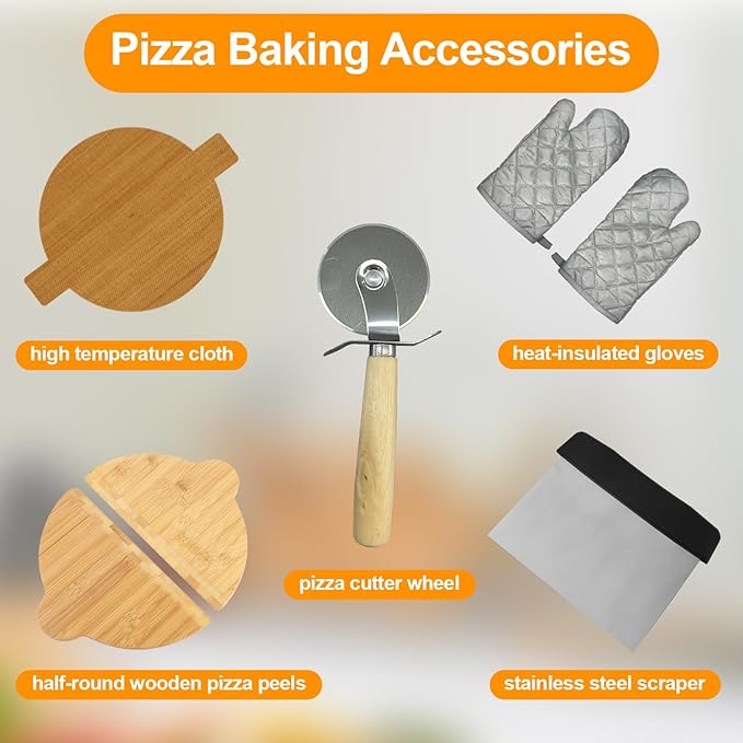 ECUMFFY Pizza Oven Indoor, 12 Inch Retro Pizza Maker, Rapid Heating 800˚F, 1200W Glazed Ceramic Stone Electric Pizza Cooker, Two-button Precise Temperature Control, Viewing Window for Precise Cooking