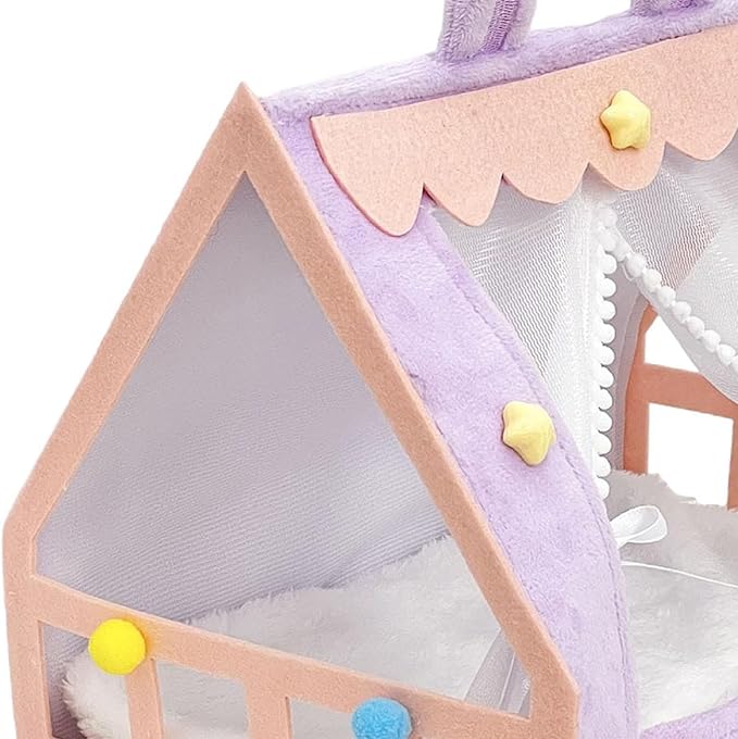 Mini Bed for Dolls and Stuffed Animals, Doll Tent Bed, Miniature Play Furniture Accessories for Dollhouse Bedroom Patio Garden, Decorative Toy for Toddler Girls Pretend Play, Style B