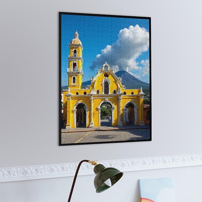 Jigsaw Puzzles for Adults 500 Piece - Famous Arch and Volcano View Antigua Guatemala Holiday Wooden Puzzle,Unique Gifts for Wall Art，Family Puzzles，Challenge Puzzles Puzzle Games