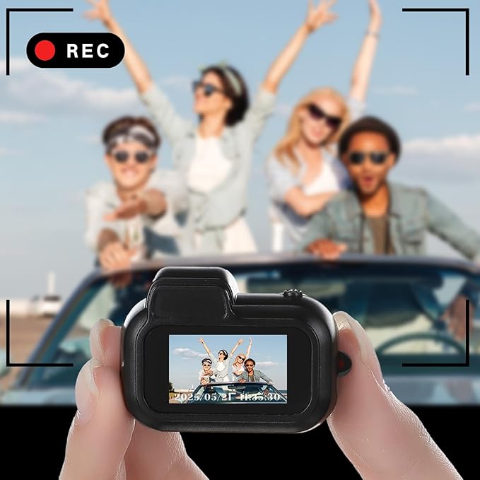 Relaxweex 16GB Mini Keychain Camera Easter Egg Hunt Stuffers with Pink Charm Strap 1080p Small Retro Portable Photo Video Camera 100 Mins Battery Life Micro Video Camcorder for Easte Travel Recording