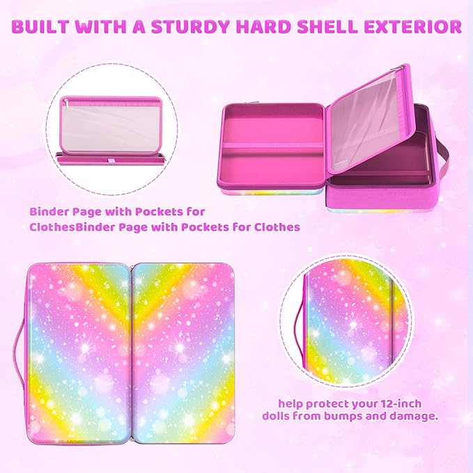 LININYHAO Carrying Case Compatible with Barbie Dolls 12-Inch,Case to Hold Dolls and Clothes, Much Pocket for Doll’s Clothes, Accessories, Fits 6 Dolls & Accessories,Bag Only (2-starlit sky)
