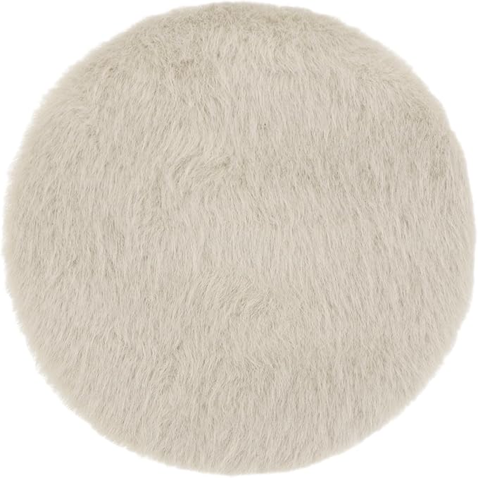 uxcell Dollhouse Miniature Carpet, 1:12 Fluffy Doll House Rugs Prop Small House Accessories for Doll House Furniture Decor Play, Khaki Round