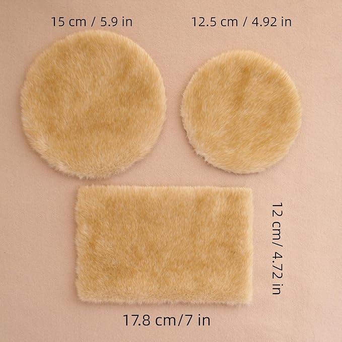 Funky Mini House Miniature Dollhouse Rug - 3 PCS 1:12 Scale Mini Soft Plush Carpet for Dollhouse Furniture Sets Ideal for Dollhouse Bedroom/Living Room Decor & DIY Craft Projects (Khaki)