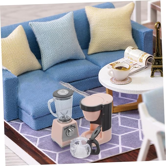 1 Set Scale Miniature Dollhouse Coffee Maker Charming Kitchen Appliance Prop with Realistic Coffee Pots Juicer Interactive Dollhouse Accessories for Creative Play