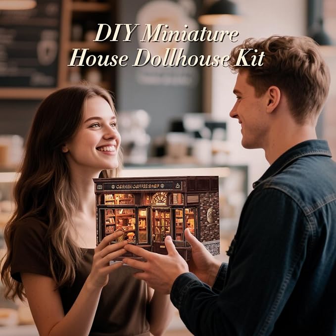 CUTEBEE Book Nook Kit, DIY Miniature House Kits for Adult and Teens, Decorative Bookend with LED, 3D Wooden Puzzle, Mini Booknook Tiny House Model Building Kit, DIY Crafts Hobbies Gifts