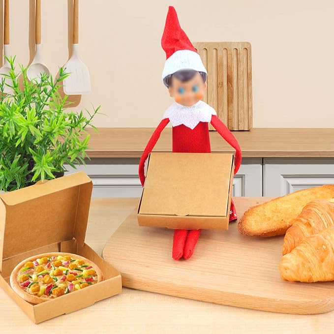 WANGDEFA 50 Pack Kraft Small Boxes - 3.5 x 3.5 Inch White Pizza & Cookie Mini Pies Party Favors