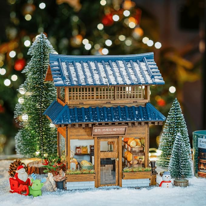 Anavrin Book Nook Ikseon-Dong Hanok Bakery Miniature House 3D Booknook for Adults, Teens and Book Lovers, Library Decor, Creative Gift for Family, Friends, and Elderly