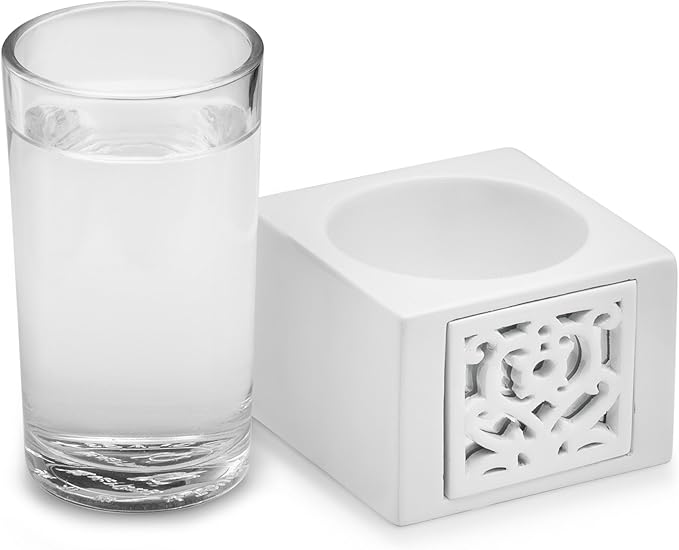 Creative Scents Mirror Janette White Bathroom Accessories Set - Decorative 4 Piece Bathroom Set - Mirrored Bathroom Accessory Set Includes: Soap Dispenser, Toothbrush Holder, Tumbler and Soap Dish