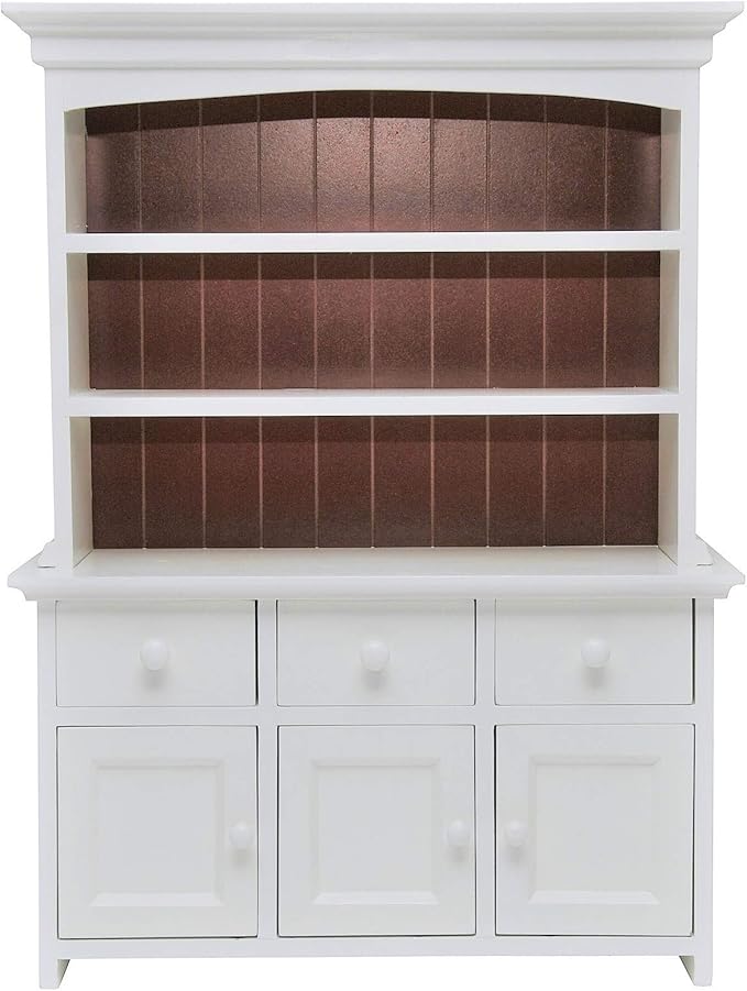 The Queen's Treasures 18 Inch Doll Wooden Furniture, Farmhouse Collection Fully Assembled Step Back Kitchen Cupboard Dish Hutch, Compatible with American Girl Kitchen Furniture