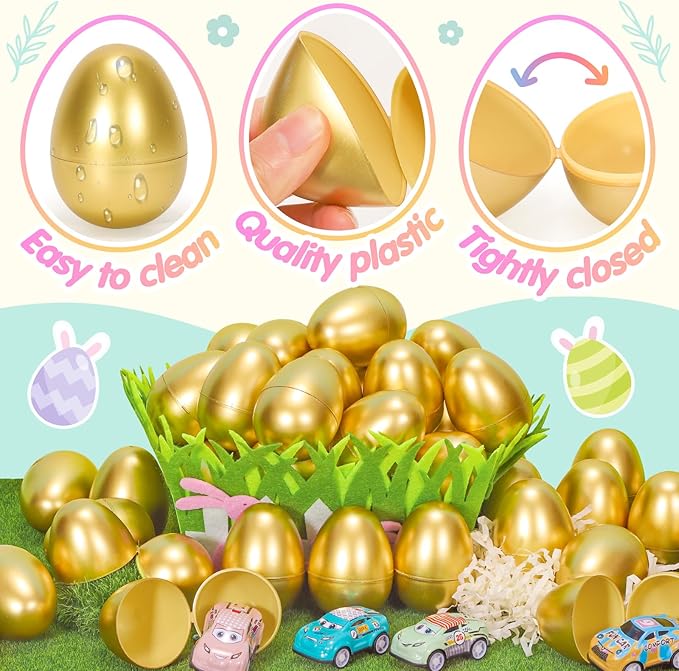 SevenQ Toy Cars Easter Basket Stuffers 24 Pcs, Prefilled Easter Egg Fillers Race Car Party Favors for Kids Birthday Goodie Bag Treasure Box Toys for Classroom Treat Prizes Pinata Egg Hunt Supplies