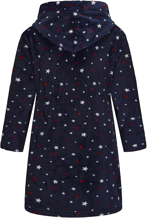 Boys Fleece Robe Hooded Toddler Soft Bathrobe Pajamas Sleepwear for Kids Girls 2-16 Years