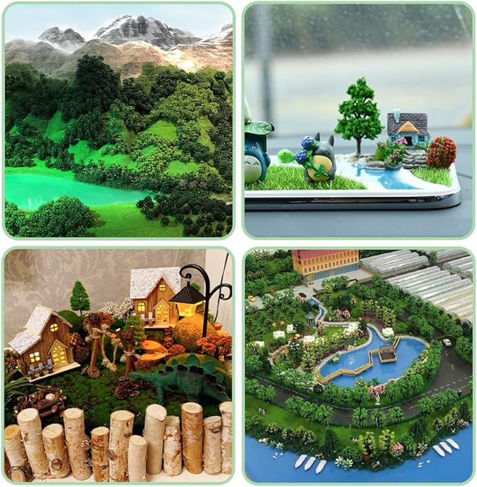 LUEYAO Mini Model Miniature Trees Mixed Train Scenery Architecture Trees Fake Trees for DIY Crafts Building Model Scenery Landscape Green 1.2-3.9 inch 20 PCS