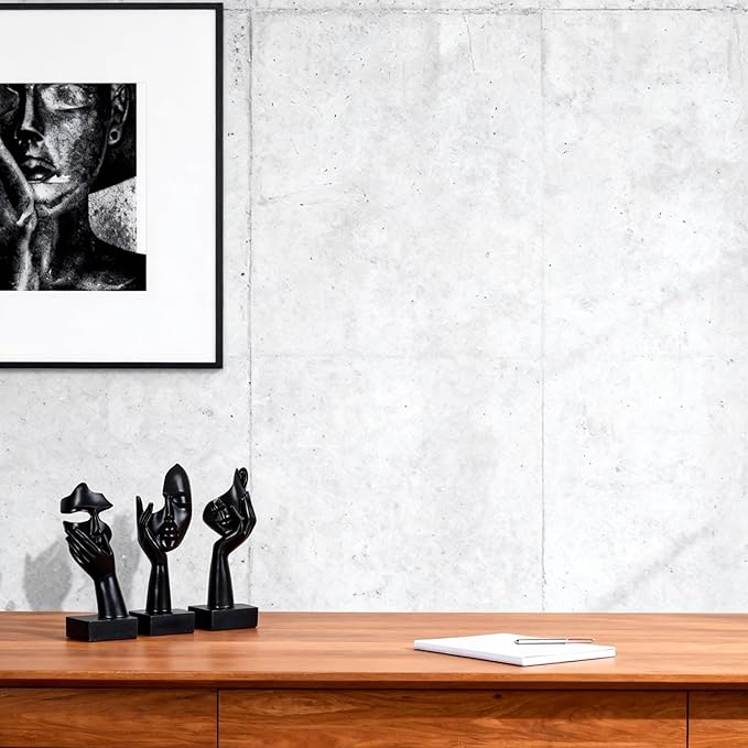 oliruim 3 Pcs Thinker Large Statue Set - Black Art Abstract Home Accent Figurines for Living Room, Bedroom, Shelves, Office Desktop, Coffee Table Decor, Gift for Women (3 Pcs Black, 9")