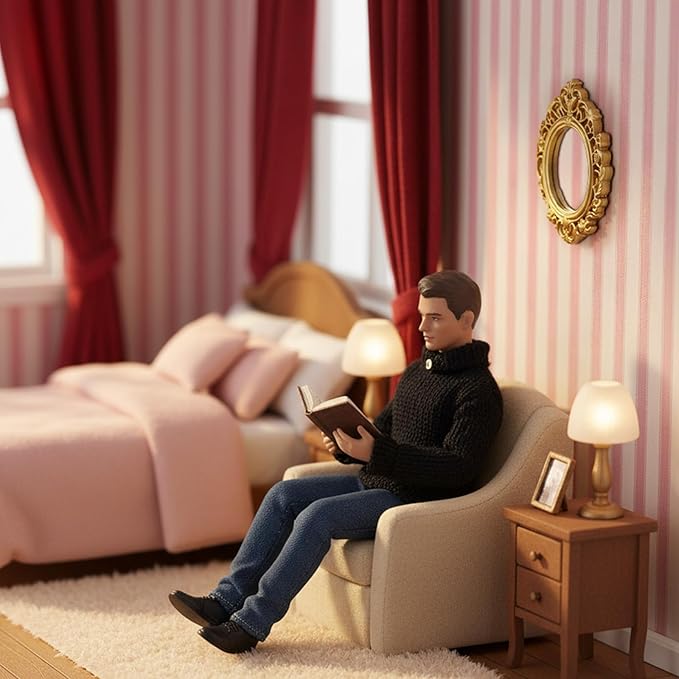 8 Pcs Miniature Dollhouse Mirror Set with Carved Golden Edges, European Style Victorian Baroque Wall Decor for 1/12 Scale Dollhouse Display, Mini Furniture Accessory Gold