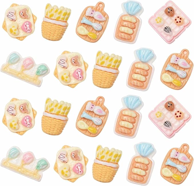 Dollhouse Miniature Food, Cute Mixed Afternoon Tea Bread Figures Toys Mini Resin Foods Trinkets for Pretend Play Kitchen Cooking Game & Doll House Decor (Mixing Colors, 20pcs)