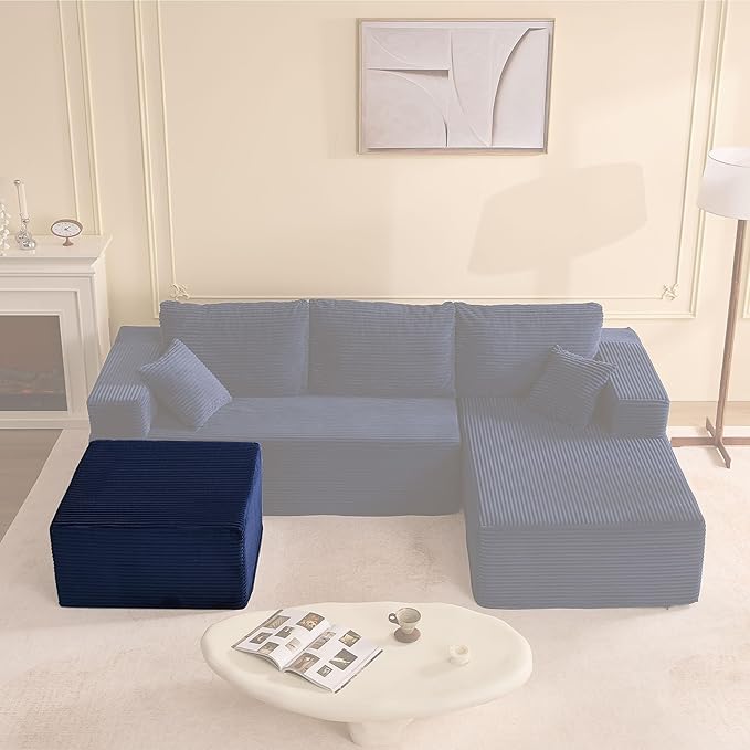 Cozy Square Ottoman, Comfortable Seating, No Assembly Required, Blue