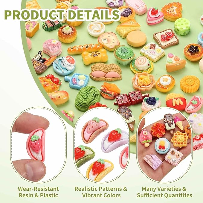 Dollhouse Miniature Food, Cute Mixed Strawberry Banana Split Figures Toys Mini Resin Foods Trinkets for Pretend Play Kitchen Cooking Game & Doll House Decor (Mixing Colors, 20pcs)