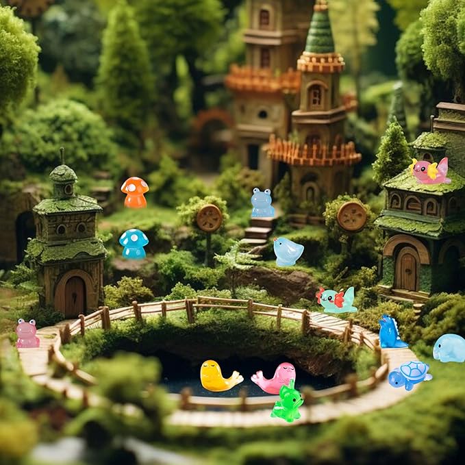 150 Pcs Mini Resin Animals Kit Accessories Variety Pack Glow Animal Figurines Resin Ducks Dinosaurs Figurines Accessories for Variety Pack for Garden Micro Landscape Aquarium Potted Dollhouse Decor