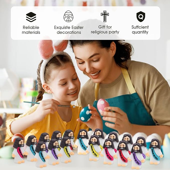 100 Pack Little Jesus Figurines in Bulk, Pocket Jesus Loves You, Jesus Small Figures, Little Tiny Jesus Figures for Church Christmas Party Favors Baptism Gifts (100)