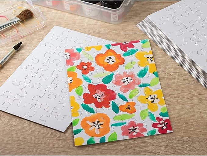 Juvale DIY Crafts Kit - Make Your Own Custom Puzzle Canvas - Mini Puzzles for Kids & Bulk Craft Kits - 6 x 8 in, 28 Pieces, 48-Pack