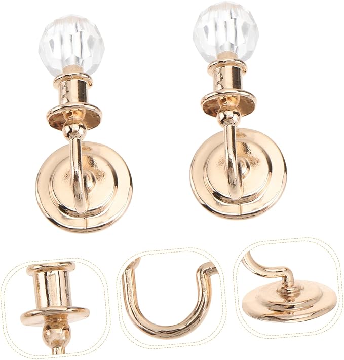 Ibasenice Dollhouse Wall Lamps 2pcs Vintage Metal Mini Wall Lights 1:12 Scale Girl Toys Crystal Diamond Hanging Lamps