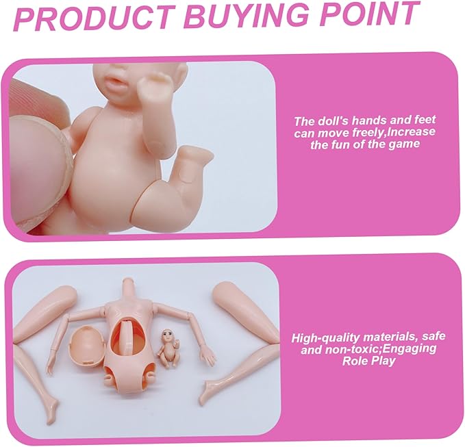 Family Doll Set, Safe Pregnant Doll Set with Dad & 3 Kids, 5 People with Dollhouse Accessories Pretend Play Toy for Kids|Dolls