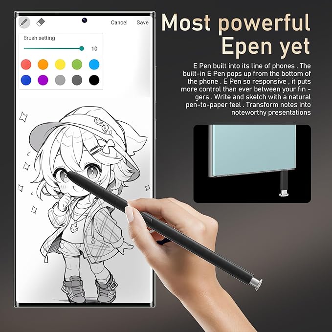 BAOWU I24 Ultra 5G Unlocked Phones, Built in Pen, Smartphone Battery 6800mAh 6.8" HD Screen Unlocked Cell Phone, 16+512GB Android14 with 128G Memory Card, Face ID/Fingerprint Lock/GPS (Cyan)