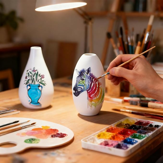 Paintable Vase Set of 16 White Small Bud Vases for Flowers, Clay Vase Bulk for Wedding Decorations Pampas Grass Centerpieces, Boho Mini Ceramic Vases for DIY Painting Home Dining Table Decor
