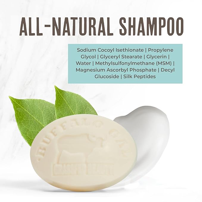 BUFFALO GAL MSM + Tallow Shampoo Bar – Hair Growth Solid Shampoo for Soft, Healthy Hair – pH Balanced, Sulfate-Free, Silicone-Free, Plastic-Free – Unscented