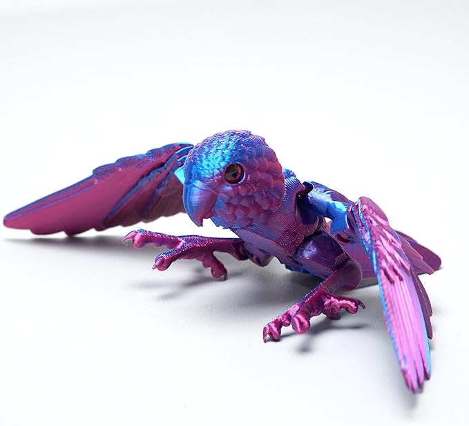3D Printed Flexible Parrot Model,Bird with Wing,Movable Joints,Home Office Decor,Interesting Toys for Autism/ADHD,Festival Gifts toco,Fidget Toys, Executive Desk Animals Toy (Colorful 2)
