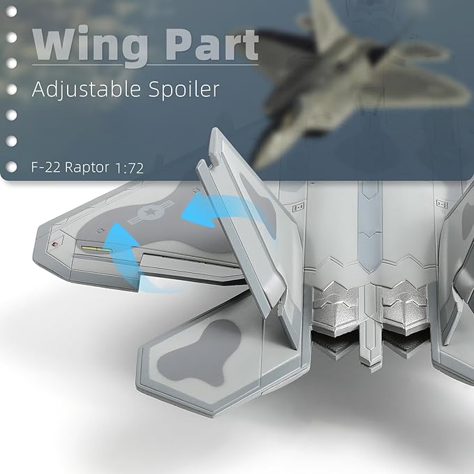 F22 Raptor 1/72 Diecast Metal Aircraft Model Kit USAF Fighter Jet Alloy Airplane Model with Stand for Adult Military Enthusiasts Collections or Creative Gifts (AK 90FS)