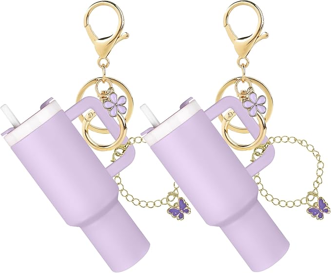 ERTUNA Mini Tumbler Keychain Accessories for Stanley Cup, 2 Way Cute Charms Chapstick Lip Balm Holder for Women Purse Handbag