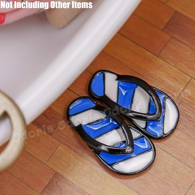 Odoria 1/12 Miniature Beach Flip Flops Dollhouse Decoration Accessories, Blue