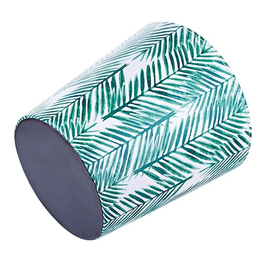 Scakbyer Paper Wastebasket Without Lid PU Leather Round Decorative Trash Bin Garbage Can Dustbin for Hotel Dormitory Kitchen Bedroom Bathroom Office Green Leaves