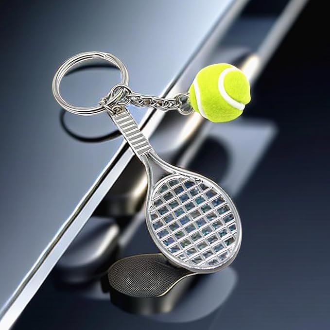 LEPRATO Tennis Keychain Mini Metal Tennis Keychains Cute Tennis Racket Ball Keychain Perfect Gifts