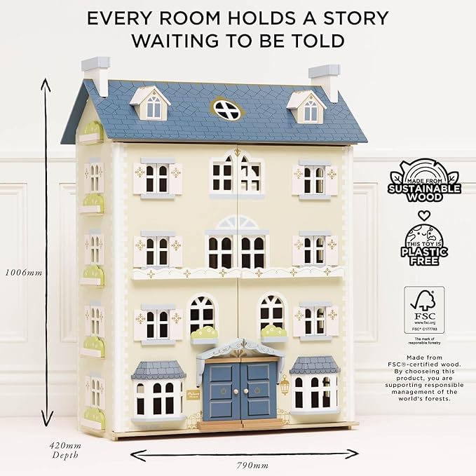 Le Toy Van - Palace House Large Wooden Doll House | Great As a Gift | 5 Storey Wooden Dolls House Play Set - Suitable for Ages 3+