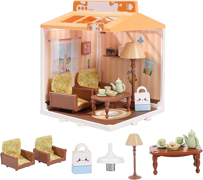 DIY Miniature House Play Kit,Playhouse Toys for Boys and Girls, Home Scene Toys, Suitable for Children Aged 345678, immersive Experience of Life Scenes (Sunny Hugs Living Room)