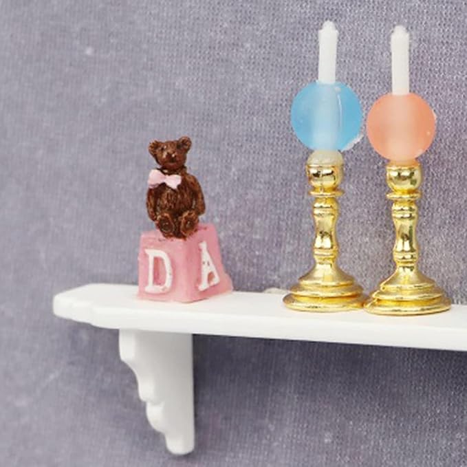 DIY Dollhouse Wall Shelf 1:12 Scale, Removable Miniature Display Shelf for Room Dioramas, Model Kit, Crafts and Antique White Finish for Kitchen, Bathroom, Study Decor